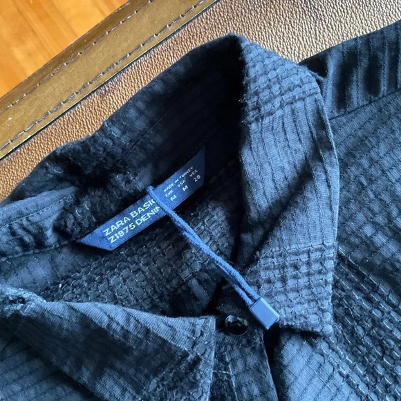 ZARA Basic, Black lace long shirt, size medium - Picture 3 of 8